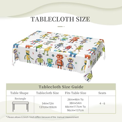 Nappe rectangulaire anti-tache pour dîner de famille avec impression robots