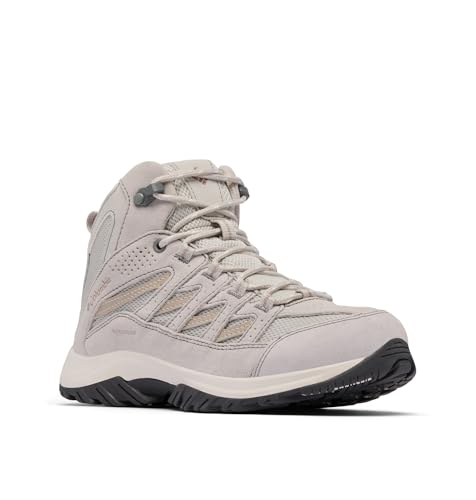 Columbia Womens Crestwood Mid Waterproof, Moonstone/Soft Taupe, 5.5 Wide