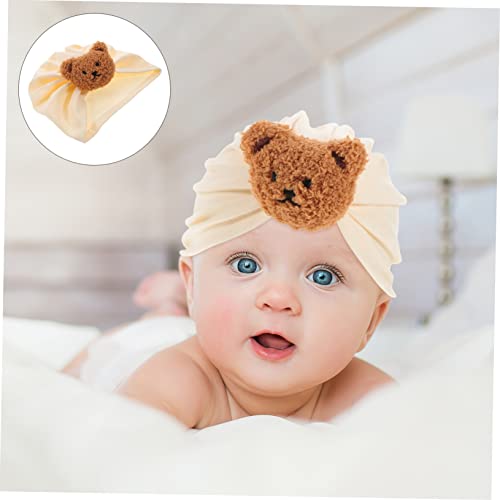 Angoily Newborn Cotton Hat with Bear Decor Warm Beanie for Boys Soft Comfortable Cotton for Indoor Outdoor Use Design Beige2
