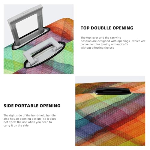 Abstract Watercolors Tartan Print Luggage Cover For Suitcase,Washable Elastic Travel Suitcase Protector With Zipper Closure And Bottom Buckle – Fits 18-32" Luggage-Large3