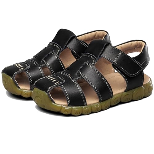 Boy's Girl's Leather Sandals Closed Toe Outdoor Sport Soft Hook&Loop Summer Shoes for Toddler/Little Kid2