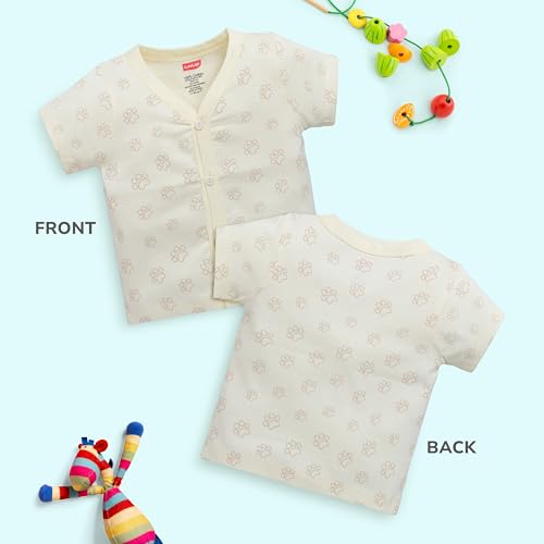 Image of LuvLap Baby Girls Regular Fit 100% Cotton Half Sleeves Girls Jhabla Shirt Pack of 4