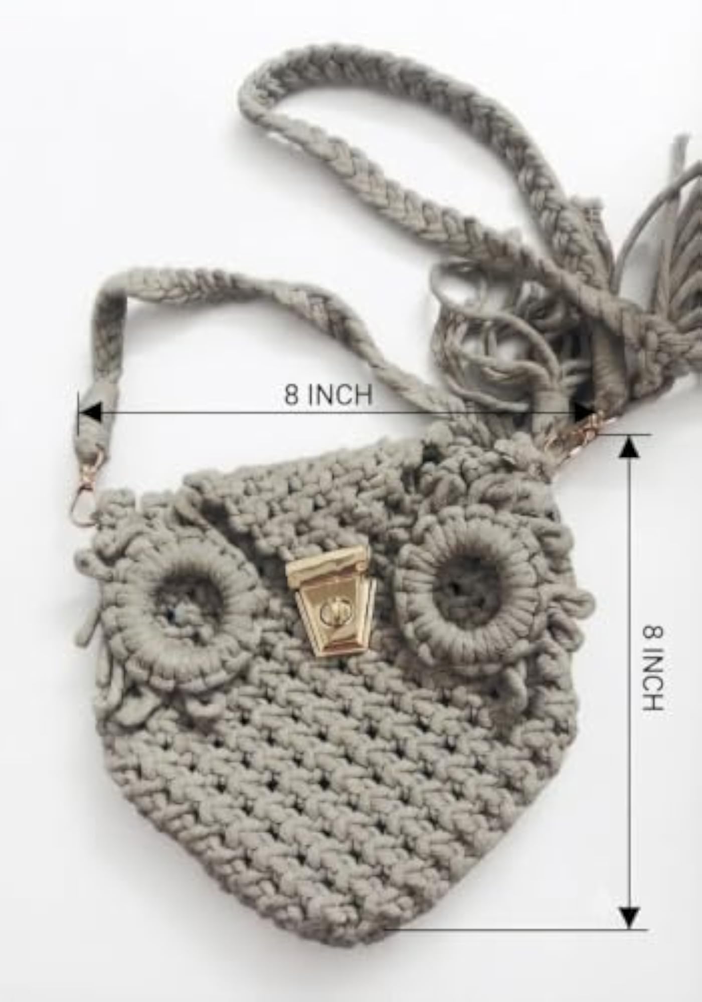 Handcrafted Macramé Owl Crossbody Bag, Chic Artisan Design