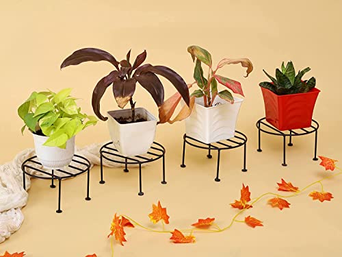 Image of Kundi Flower Pot Stand | Gamla Stand | Plant Stand for Balcony | Pot Stand for Indoor Plants | Planter Stand | Flower Stand for Balcony | Plant Stands for Indoor Living Room (Pack of 4) Black