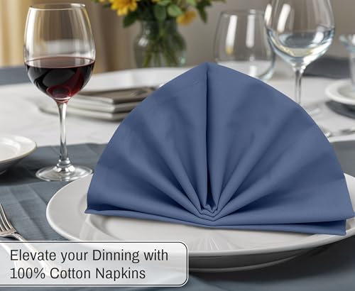Ruvanti Cloth Napkins Set of 6, 18x18 Inches, 100% Cotton, Washable, Soft & Absorbent, Perfect for Wedding, Christmas, ‎Thanksgiving Dinners - Bijou Blue