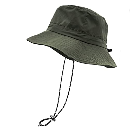 Image of woogwin Waterproof Bucket Rain Hat with Chin Strap Quick Dry Packable Boonie Sun Hat Safari Hat UV Protection