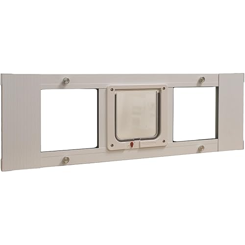 Ideal Pet Products Aluminum Sash Window Pet Door, Adjustable to Fit Window Widths from 33" to 38", Cat Flap 6-1/4” x 6-1/4” Flap Size