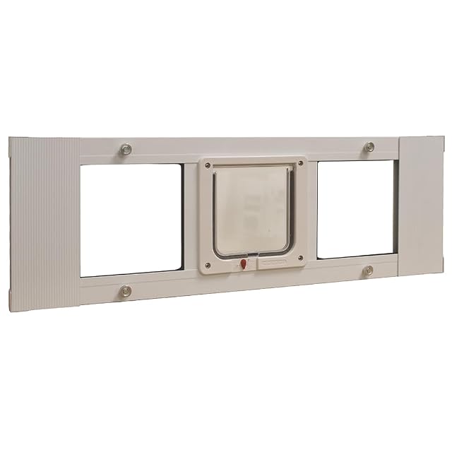 Ideal Pet Products - Puerta de Aluminio para Mascotas, Ajustable para Adaptarse a Anchos de Ventana de 33…