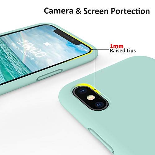 Surphy Designed For Iphone Xs Case And Iphone X Case With Microfiber Lining, Thickened Liquid Silicone Phone Case For Iphone X Xs 5.8 Inches, Mint Green #TOP4