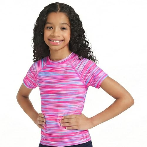 Image of Lands' End Girls' Swim UPF 50+ Short Sleeve Sun Tee Rash Guard Shirt