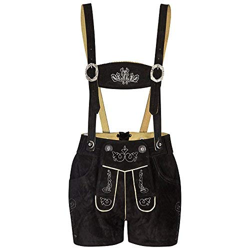FROHSINN Klederdrachtbroek voor dames, kort, 100% leer, korte klederdracht-lederhose voor Oktoberfest - actueel model 2019 - Afbeelding 3