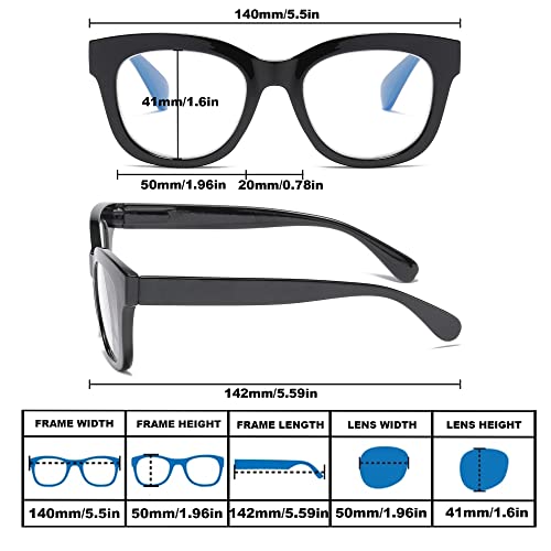Image of Oversized Reading Glasses for Women,3 Pack Blue Light Blocking Computer Spring hinge Readers