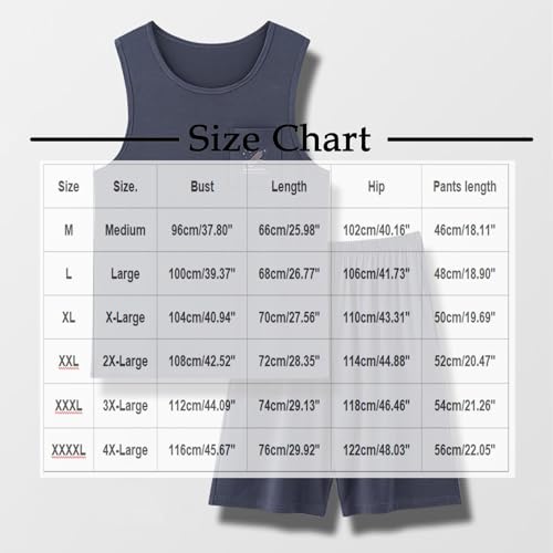Men's Two Piece Sleep Tank Top and Shorts Sets, Pajamas Set Soft Sleepwear Sleeveless Top & Bottom PJS Lounge Set3