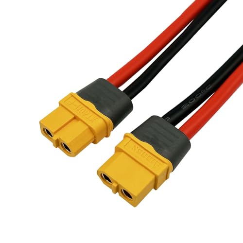 XT60H (XT60 Upgarded Female Connector Plug to 4mm Banana Plugs Battery Charge Lead Adapterkabel, 12AWG, 30 cm), 2 Stück