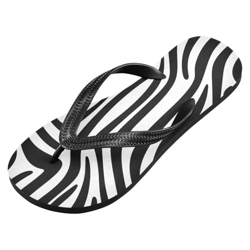 Women Beach Summer Casual Flip Flop Zebra Pattern Black and WhiteQuick Dry Sandals Slipper for Men A2301240