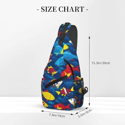 Mochila bandolera estampado tiburón unisex para viajes miniatura 3