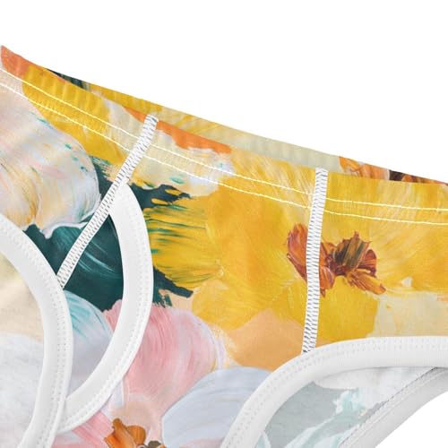 KLL Flowers Leaves White Pink Yellow Toddler Boys Cotton Athletic Underwear Cute Children Panties4