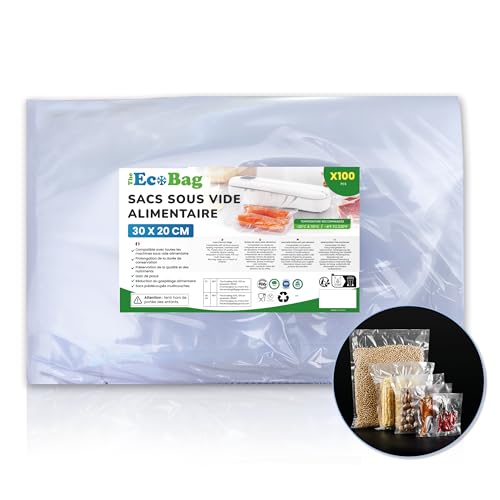 Bolsa al vacío de alimentos compatible con cada máquina al vacío de alimentos, 30 x 20 – Bolsa al vacío de 100 unidades – Alternativa rollo al vacío de alimentos – Bolsa al vacío de alimentos sin BPA