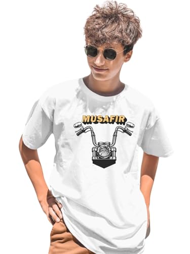 Image of T-Shirt for Men - 100% Cotton Ladakh Motorcycle Rider Half Sleeve Round Neck Graphic Print | Regular & Oversized Fit | 180 /220 GSM | S-5XL | Black, Navy Blue, Olive, Red, White