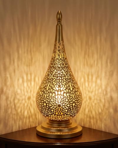 Baquler Moroccan Table Lamp Vintage Modern Decorations Desk Lights Metal Turkish Moroccan Bedside Vintage Nightstand Lamp for Bedroom & Living Room Home Decor