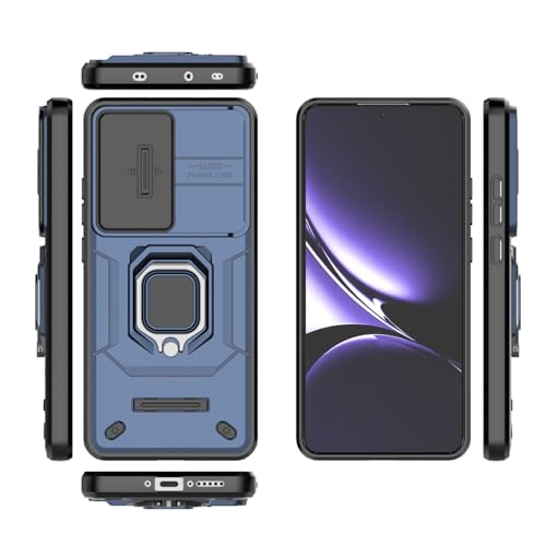 Image of Kapa Armor Slider Back Cover for Poco X7 Pro 5G | Inbuilt Ring + Camera Slider Shockproof Lens Protection Bumper Back Case (Blue)