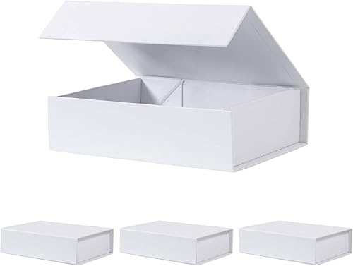 NIGNYA Caja de regalo magnética blanca, cajas magnéticas de 7 x 5 x 2 pulgadas, tapas magnéticas, cajas de regalo de cartón, caja de propuesta de