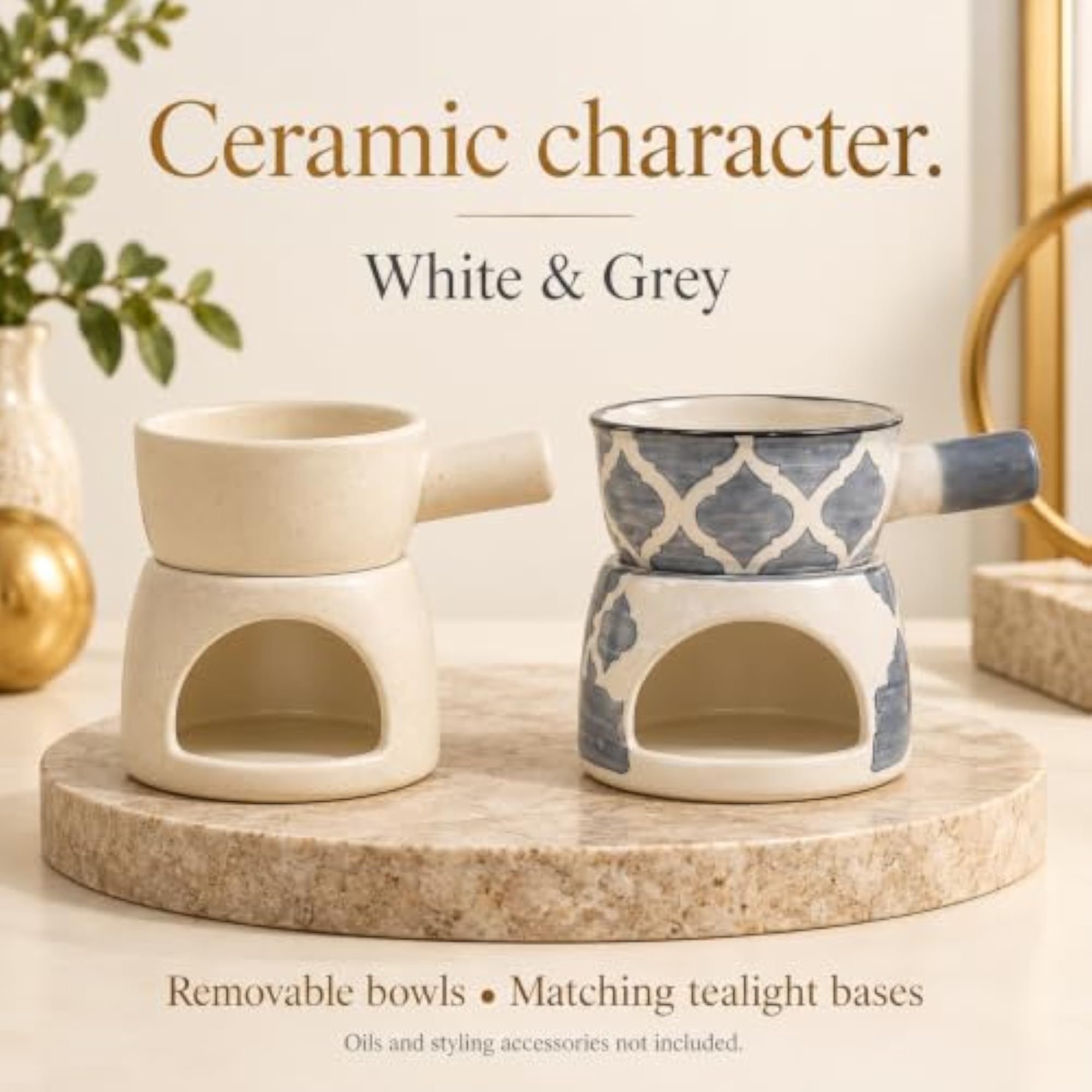 Ceramic Aroma Diffuser and Oil Burner Pack of 2, Aromatherapy Gift