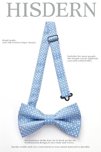 Image of HISDERN Mens Plaid Bow Tie Set Pocket Square and Cufflinks Bowtie
