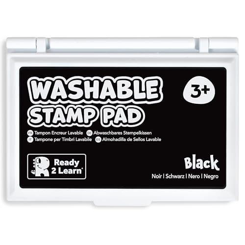 Image of Ready 2 Learn Washable Stamp Pad for Kids | Black | Non Toxic Ink Pad for Stamps | Fade Resistant | Decorate Scrapbooks, Posters and Cards