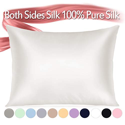 Jaciu 100% Silk Pillowcase for Hair and Skin, Both Side Mulberry Silk Pillowcase 21 Momme 600TC with Hidden Zipper Hypoallergenic