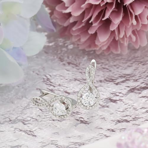 Infinity Hoop Earrings for Women Classic Sterling Silver Infinite Hoop Earrings Hypoallergenic Cubic Zirconia Twist Loop Earring for Sensitive Ears Lightweight Sparkle Jewelry Gifts4