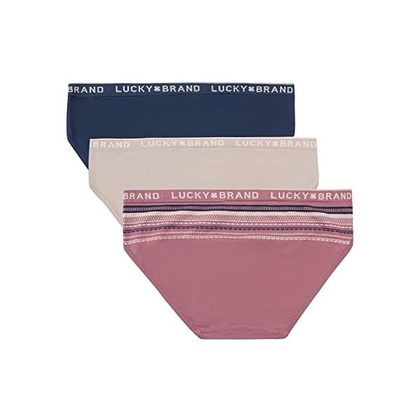 Lucky-Brand-Womens-Microfiber-Bikini-Panties-Multi-Pack Lucky Brand Women's Microfiber Bikini Panties Multi-Pack, (3-Pack) Blue Iris/Sphinx/Jacquard Chevron, Large