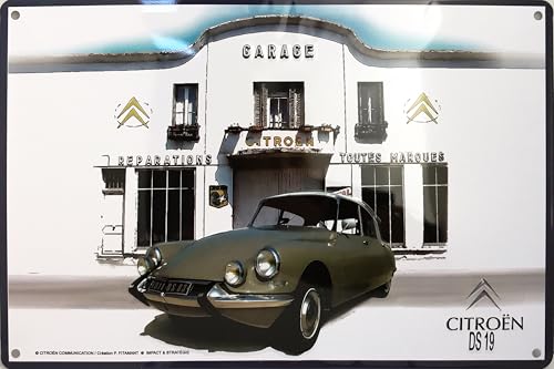 IETS15004RB Plaque métal Citroën DS19 (30x20cm) modèle en Relief