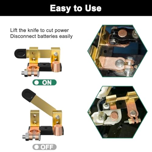 Image of STHIRA Car Battery Cut Off Switch 12V /24V Copper Terminal Isolator Blade