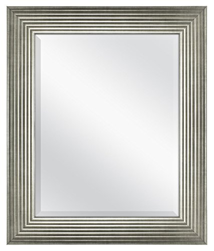 Image of MCS Summit Large Wall Mirror, Modern Rectangle Mirror Home Decor for Living Room, Bedroom, or Bathroom, 21.5 by 25.5 Inch, Silver