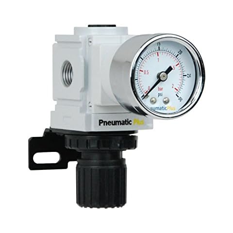 PneumaticPlus PPR2-N02BG-2 Miniature Air Pressure Regulator 1/4" NPT - Gauge, Bracket, Instrument Pressure (3-30 PSI) Cover