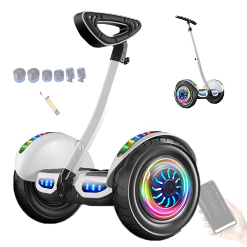 Hoverboard bambini offerte dai 7 ai 14 anni di età. Il regalo perfetto. 74 NOOGRRFA Monopattino Elettrico Autobilanciante,Controllo A Mano E A Gamba,Inclinazione di 15°,Pneumatici Sportivi da 10 Pollici,Portata 130Kg,Controllo Tramite App Bluetooth,Luci LED Colorate White