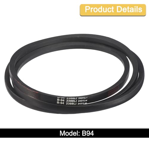 Image of uxcell 3 Pack B94 Classic Wrapped V-Belt, 97 inch Outside Circumference Wrapped Industrial Rubber V-Belt B Profile V-Belt for Industrial Machinery Equipment, Black