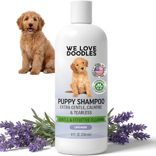 Puppy Shampoo & Conditioner | Made in USA | Tear Free | Best Shampoo for Puppies | Sensitive & Itchy Skin Wash | Oatmeal Bathing | Tearless, Lavender, 8oz [We Love Doodles]