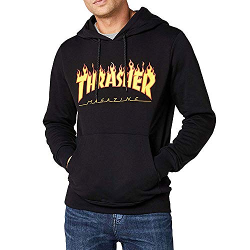 Thrasher Flame Logo Hooded Sweatshirt (Black) X-Large