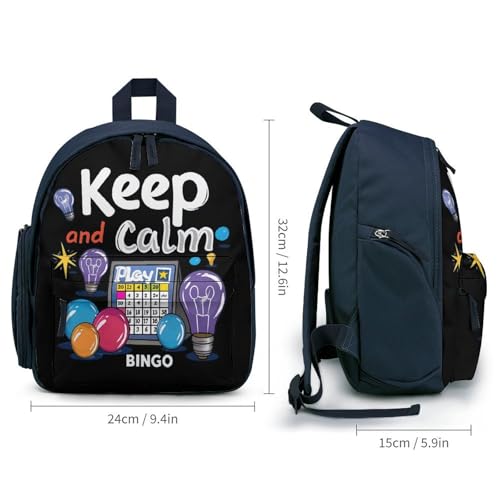 Keep Calm and Play Bingo Cute Backpack Small Daily Casual Daypack Travel Bag with Adjustable Strap Graphic Print2