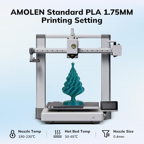 Image of AMOLEN PLA 3D Printing Filament Bundle 1.75mm, Red, Orange, Purple, Green 250g X 4 Spools Pack 3D Printier Filament, 1KG /2.2 lb in Total, Compatible with Most 3D FDM Printer