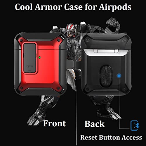 Image of Olytop for Airpods 2nd 1st Generation Case Men Lock with Cleaner Kit, Rugged AirPod 2 /1 Gen Protective Hard Cover Shockproof Skin Boys Women with Keychain for Apple iPods 2nd /1st Cases, Black
