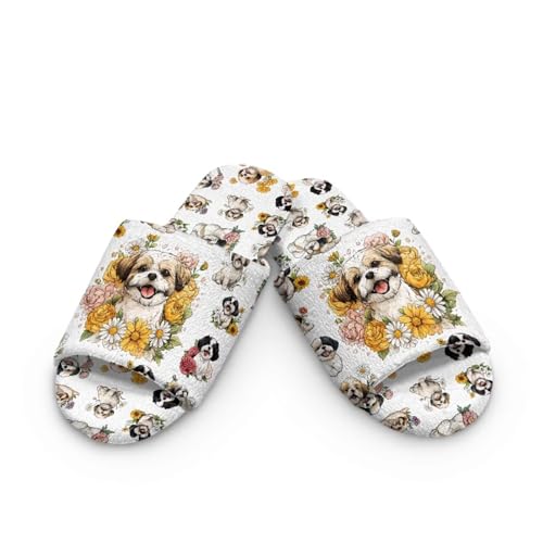 Wanyint Fluffy Slippers for Women, Open Toe Slippers Cute House Slides Foldable Washable Slip On House Shoes Quiet Footwear2
