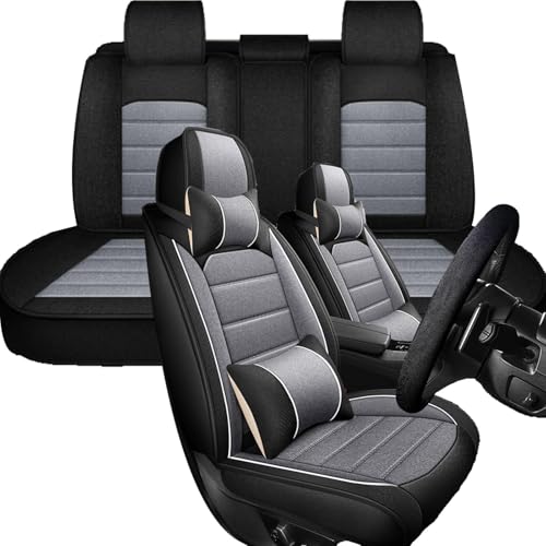 に適用 トヨタヤリスクロス10系MXPB10/MXPJ10型令和2年8月~ シートカバー 車 専用設計 5点セット 通気性 高弾性全包囲 防水防汚 滑り止め加工 カーシートカバー 四季対応 麻素材使用 収納便利 夏冬兼用(黒灰,枕あり)