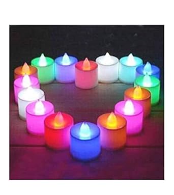 KIDDI CREATE Flameless diyas 12 PCS Colorful LED Tealights, Color Changing LED Tea Light Candle, Smokeless Multi Color led Multi Color Flashing Candles Light for Diwali Festival Decorations