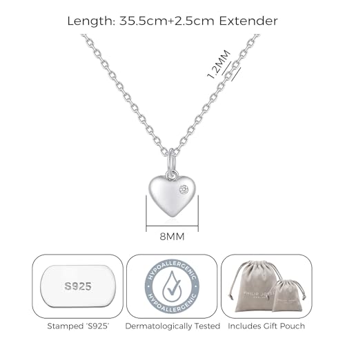 Collar de corazón de plata de ley 925 con cristales colgantes 4