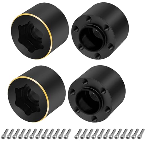JGGZONE 4Pcs RC Brass Weights 12mm Hex Hub Extended Wheel Hub Widen Adapters for 1.9inch Beadlock Wheels Rims Widen Adapter Axial SCX10 90046 TRX4 Wraith Gen7 Gen8 D90 CC01 1/10 RC Crawler (15mm)