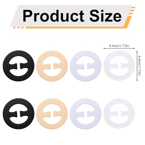 8pcs Bra Strap Clips, 4 Colors Bra Converter to Racerback Strap Holders for Slipping Anti-Slip Buckles Conceal Tool for Women Dresses Shirts Sports Tops (Round Style)2