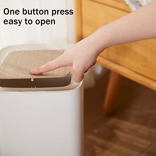 Uralfa Bathroom Trash Cans With Lids, 1.8 Gallon Modern Office Trash Can For Near Desk, Kitchen Garbage Can Small Garbage Bin, Nordic Waste Bin With Button Waste Basket For Bedroom, Living Room, White #TOP1